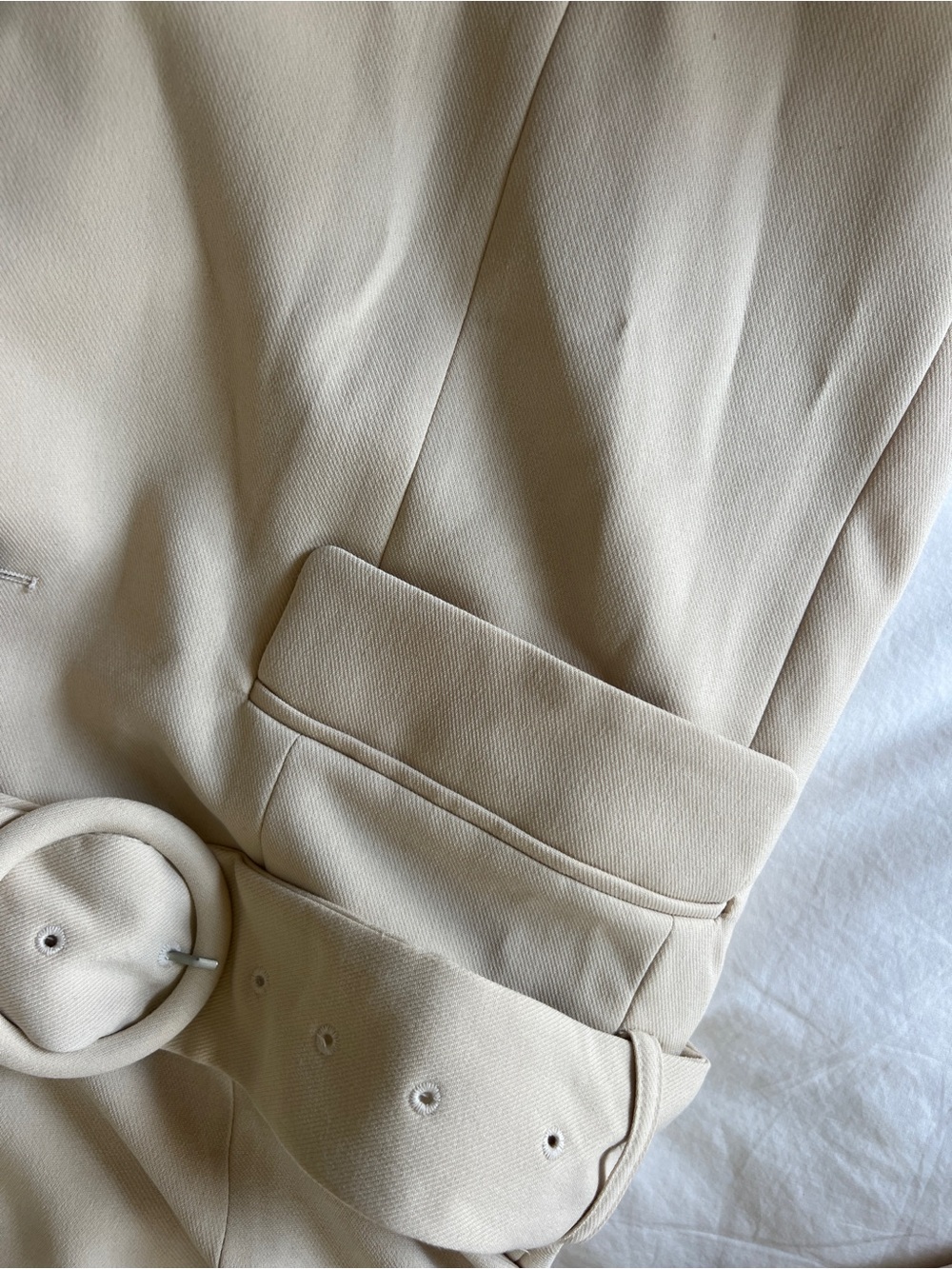 Cream Long Overcoat with Belt - Picture 10 of 14